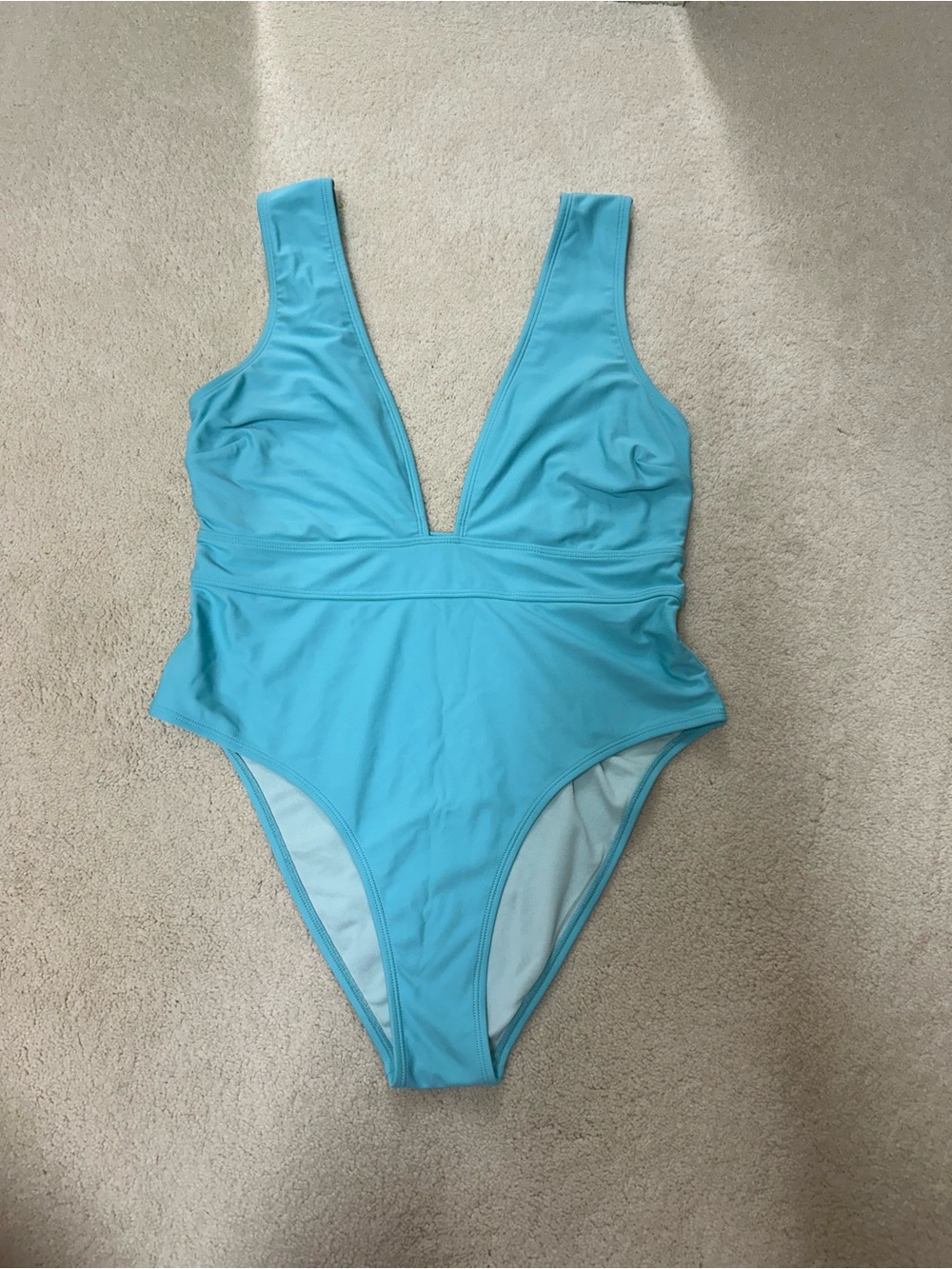 CUPSHE Saint Tropez Plunge Wide Straps One Piece- Size L
